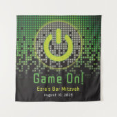 Tenture Jeu vidéo noir vert Gamer Bar Mitzvah (Devant (Horizontal))