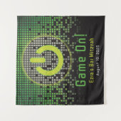 Tenture Jeu vidéo noir vert Gamer Bar Mitzvah (Devant)