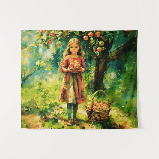 Tenture Jeune fille dans un Apple Orchard (Devant (Horizontal))
