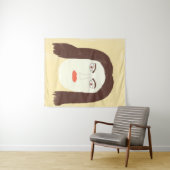 Tenture jeune fille visage peinture abstraite (En situation (horizontale))