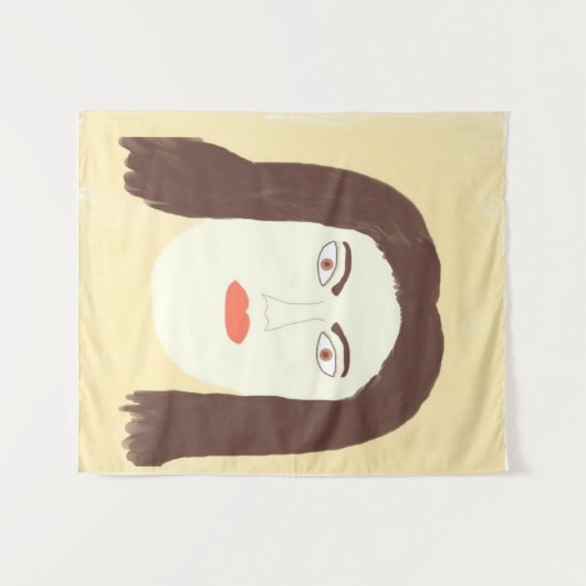 Tenture jeune fille visage peinture abstraite (Devant (Horizontal))