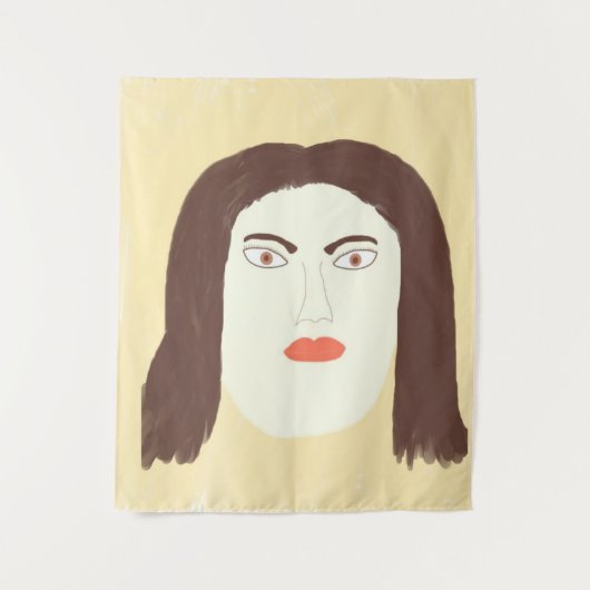 Tenture jeune fille visage peinture abstraite (Devant)