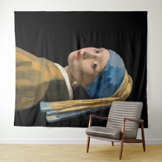 Tenture Johannes Vermeer - Fille avec une oreille perle (En situation (horizontale))