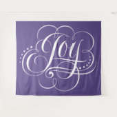 Tenture JOIE Calligraphie Lettres violet Ultra Violet viol (Devant (Horizontal))