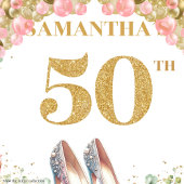 Tenture Joli 50e anniversaire Pink Heels Boho Party banniè