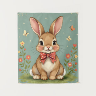 Tenture Joli adorable lapin brun avec noeud papillon