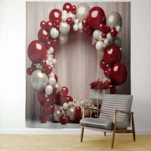 Tenture Joli arc de ballon rouge et gris suspendu