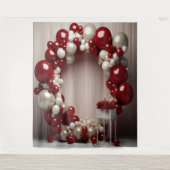 Tenture Joli arc de ballon rouge et gris suspendu (Devant)
