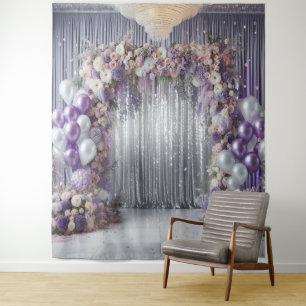 Tenture Joli Arche de Ballons Fleuris de Lavande Suspendu