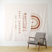 Tenture Joli Boho Arc-en-Ciel Terracotta Baby Shower Lune (En situation (horizontale))