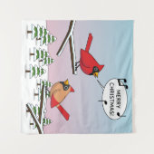 Tenture Joli Cardinal Rouge chanter Joyeux Noël (Devant (Horizontal))