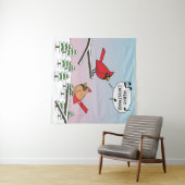 Tenture Joli Cardinal Rouge chanter Joyeux Noël (En situation (horizontale))