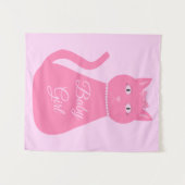 Tenture Joli chat fille rose sur mesure (Devant (Horizontal))