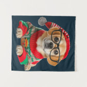 Tenture Joli Chien Pull de Noël Laid (Devant (Horizontal))