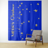 Tenture Joli Christmas Gold Blue Photo Booth Backdrop (En situation)