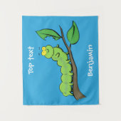 Tenture Joli dessin animé de chenille verte mignonne (Devant)