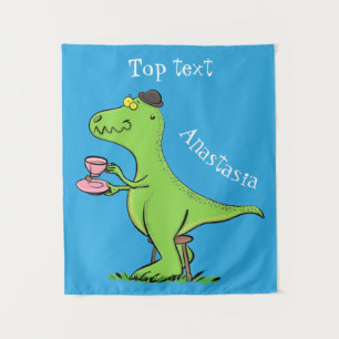 Tenture Joli dinosaure vert drôle t rex dessin animé
