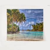 Tenture Joli été Hawaiian Beach Aquarelle (Devant (Horizontal))