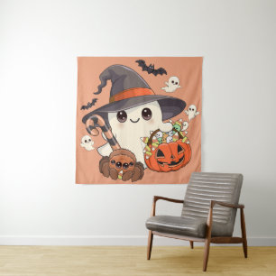 Tenture Joli fantôme de Halloween de style Kawaii