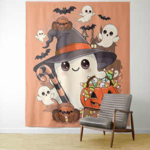 Tenture Joli fantôme d'Halloween de style Kawaii