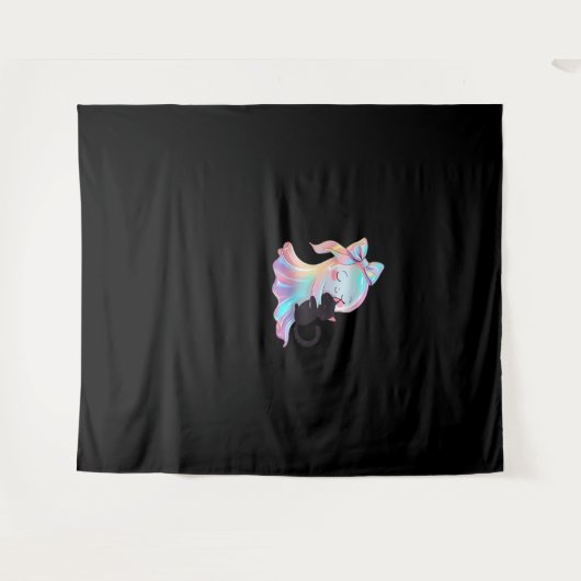 Tenture Joli fantôme Holographique Accrocher Chat Noir Cos (Devant (Horizontal))