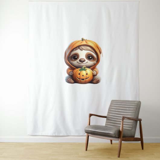 Tenture Joli fentes avec Citrouille Halloween Dessin Vecto (En situation)