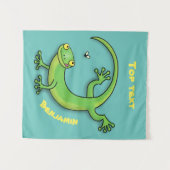 Tenture Joli gecko vert salutations avec dessin animé (Devant (Horizontal))