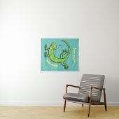 Tenture Joli gecko vert salutations avec dessin animé (En situation (horizontale))