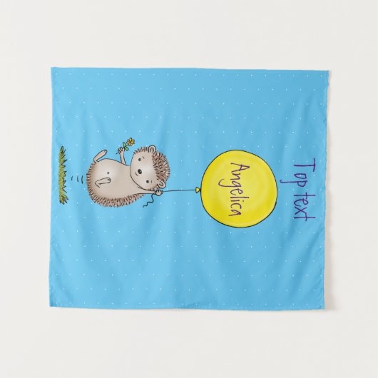 Tenture Joli hérisson et motif de dessin animé de ballon (Devant (Horizontal))