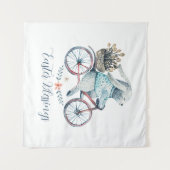 Tenture Joli lapin de Pâques à vélo (Devant (Horizontal))