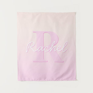 Tenture Joli monogramme personnalisable Dégradé pêche et