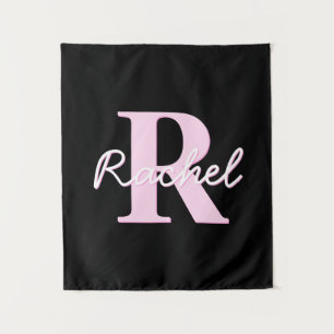 Tenture Joli monogramme personnalisable   Rose clair et no