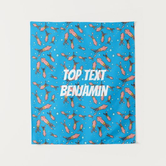 Tenture Joli motif caricature de calmar rose (Devant)