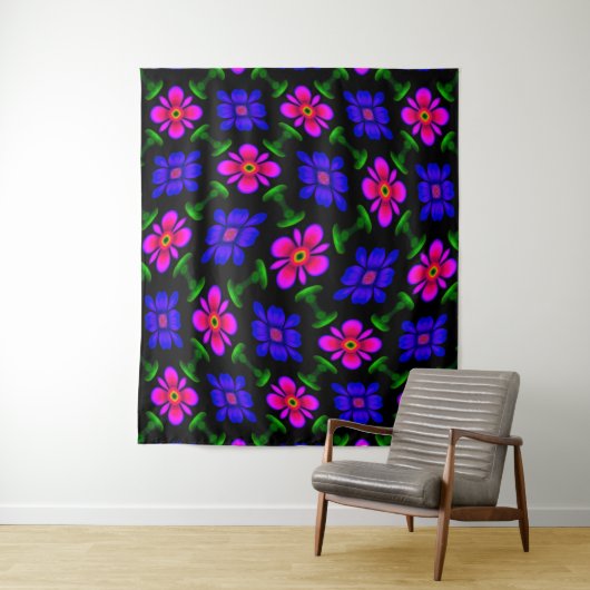 Tenture Joli Motif de fleurs roses (En situation)