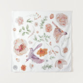 Tenture Joli motif floral à l'aquarelle avec colibri (Devant (Horizontal))