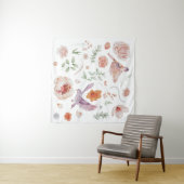 Tenture Joli motif floral à l'aquarelle avec colibri (En situation (horizontale))