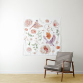 Tenture Joli motif floral à l'aquarelle avec colibri (En situation)