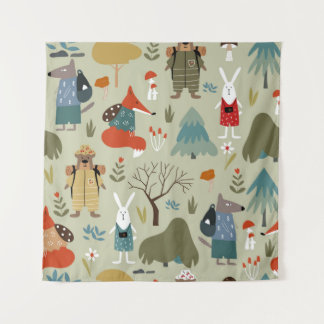 Tenture Joli motif sans couture vintage avec des animaux t