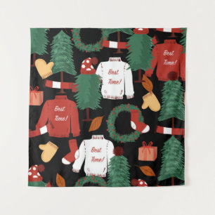 Tenture Joli motif transparent dessiné à la main avec Noël