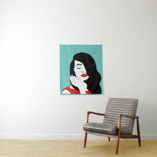 Tenture Joli noir cheveux femme rouge rouge rouge rouge de