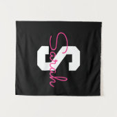 Tenture Joli nom et monogramme | Noir Blanc et Rose (Devant (Horizontal))