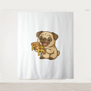 Tenture Joli pug avec fraises dessin animé doux fruité