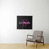 Tenture Joli script de monogramme personnalisable rose et (En situation (horizontale))