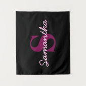 Tenture Joli script de monogramme rose et noir personnalis (Devant)