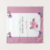 Tenture Joli Tea Party Baby shower Arrière - plan rose (Devant (Horizontal))