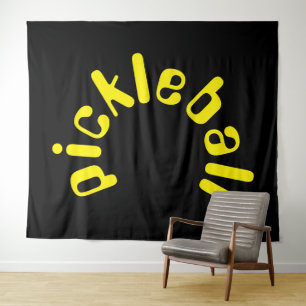 Tenture Joli Texte Jaune Clair Courbé Sur Fond Noir Cool