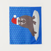 Tenture Joli Walrus de Noël et Snowflakes (Devant)