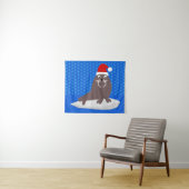 Tenture Joli Walrus de Noël et Snowflakes (En situation (horizontale))