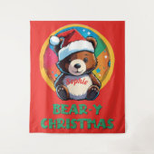 Tenture Jolie adorable Kawaii Chibi Ours de Noël (Devant)