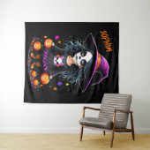 Tenture Jolie Adorable Kawaii Halloween sorcière (En situation (horizontale))